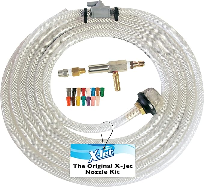 X-JET NOZZLE KIT#16 | 5-6.5 GPM | Fixed Long-Range External Chemical Injection Nozzle for Efficient Chemical Application | 15-Color Proportioner Set & 15ft Hose Assembly | Extended Reach